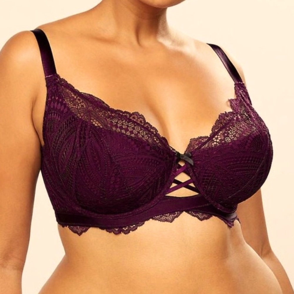 CACIQUE lightly lined french balconette bra plum 40DDD